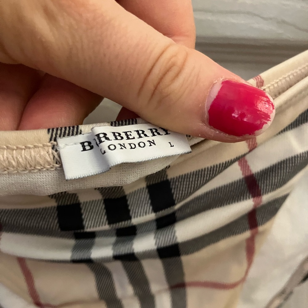 Burberry Beige Nova Check Bikini Bottom with Red Bikini Top - Picture 7 of 13